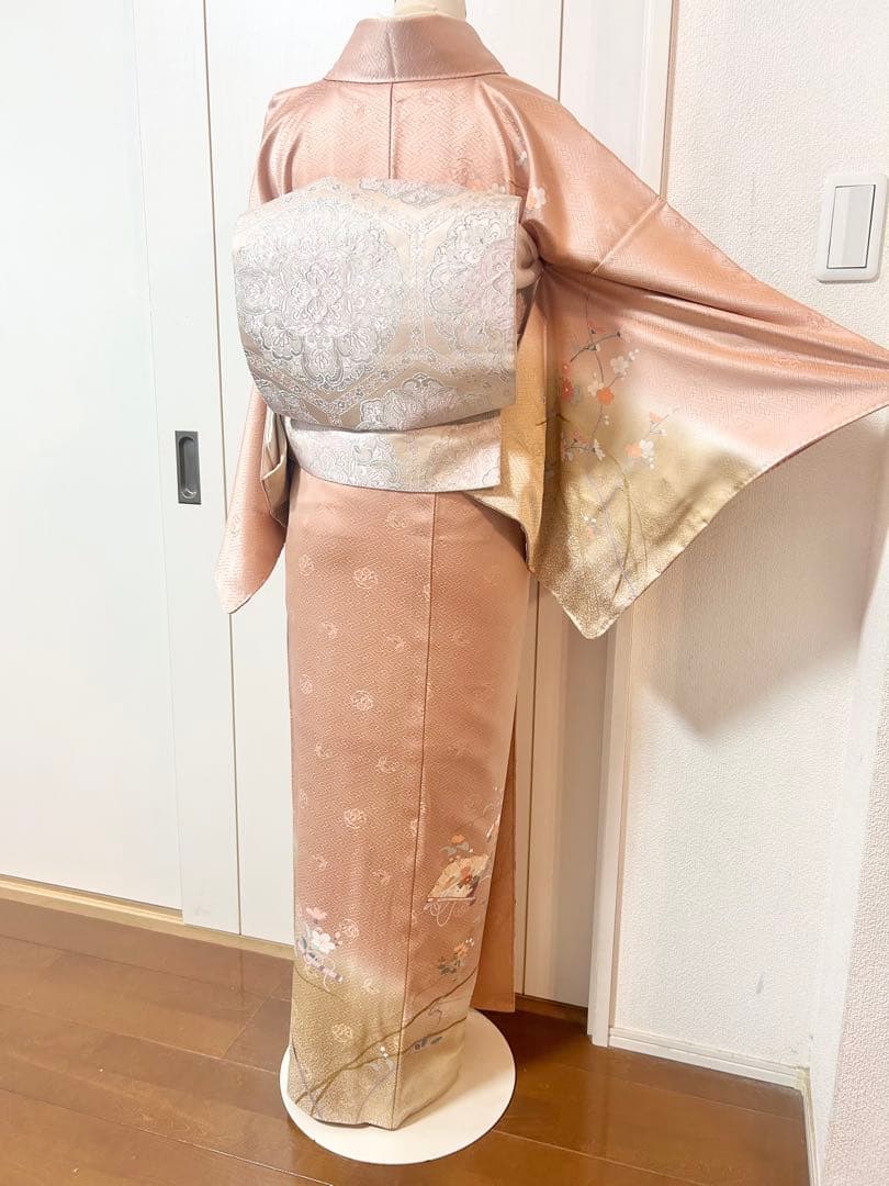 美品　裄丈長め　正絹訪問着　フルセット4点　卒業式　入学式　七五三　お宮参り