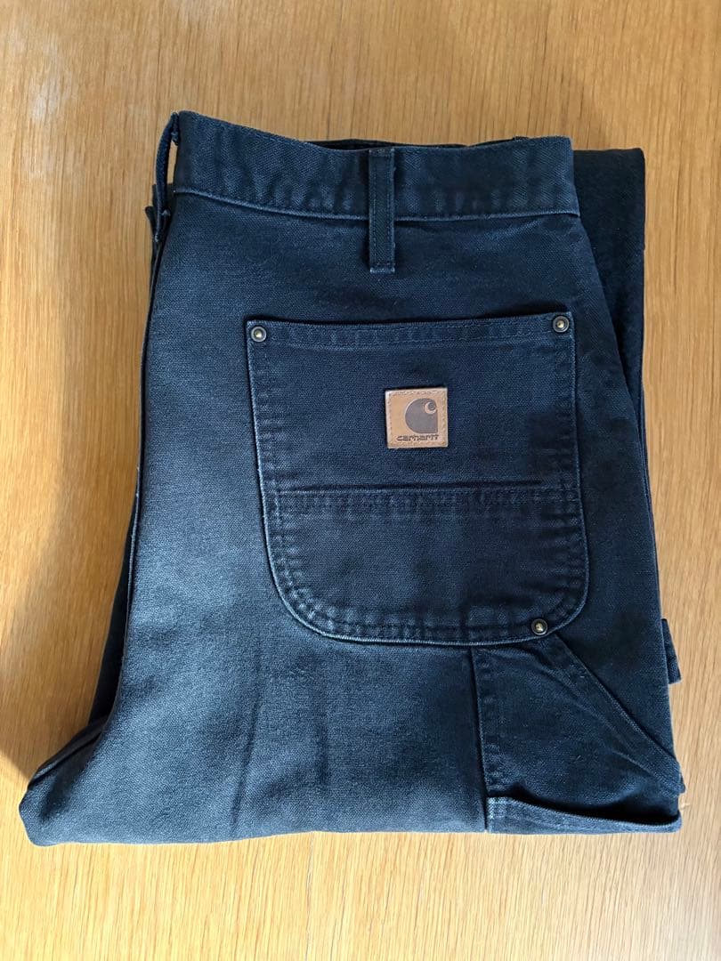 Carharttダブルニー ブラックB136 BLK W33L32