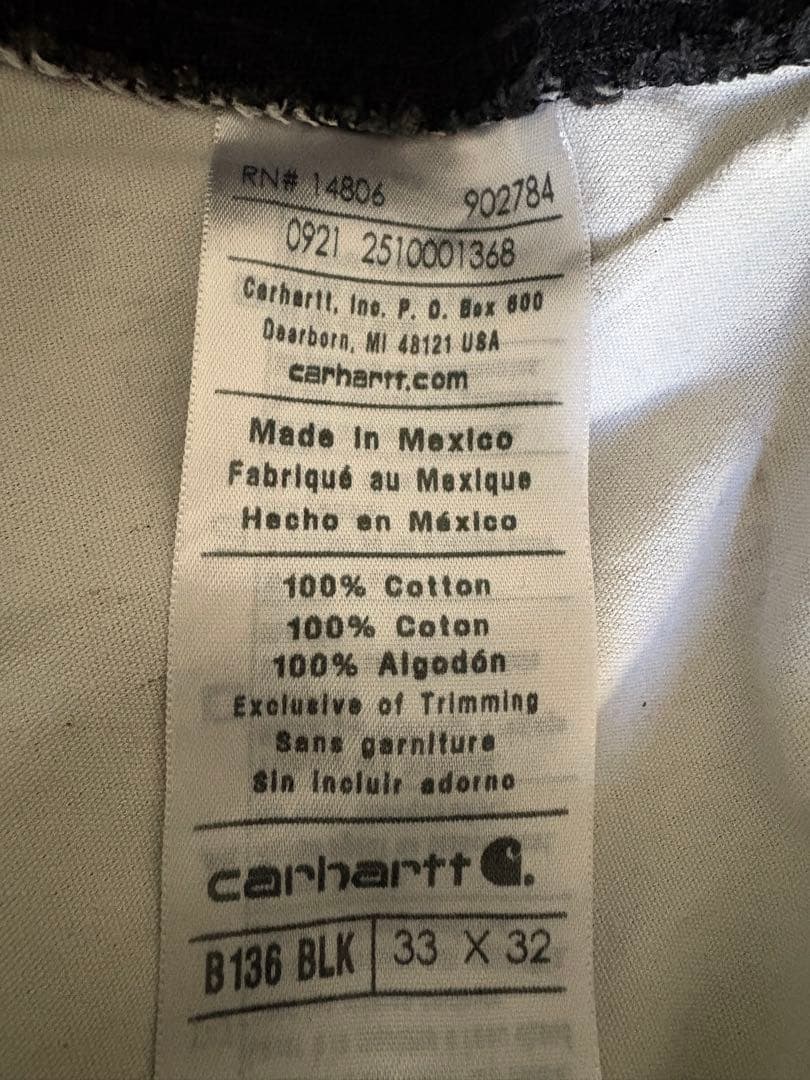 Carharttダブルニー ブラックB136 BLK W33L32
