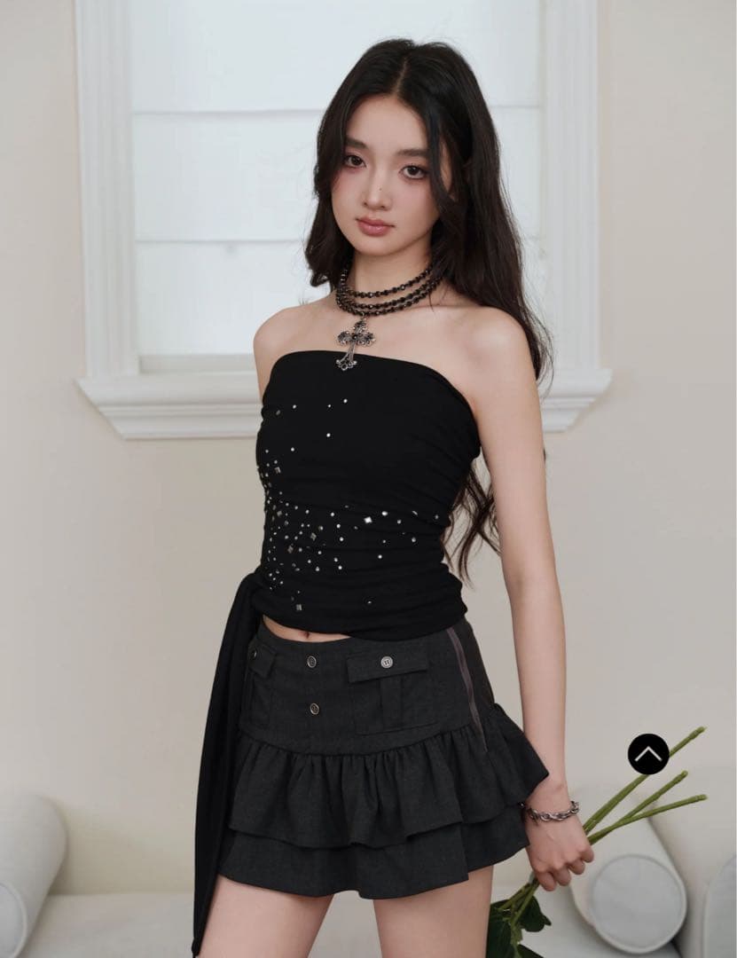 andwang frill mini skirt tops セットアップ