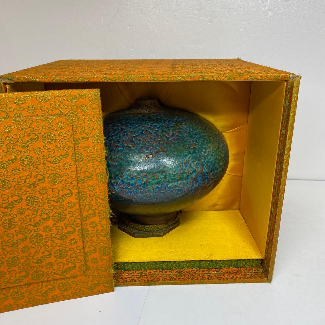 中国美術 花入 高さ17㎝ 幅約22㎝ 共箱 タサコサ 東