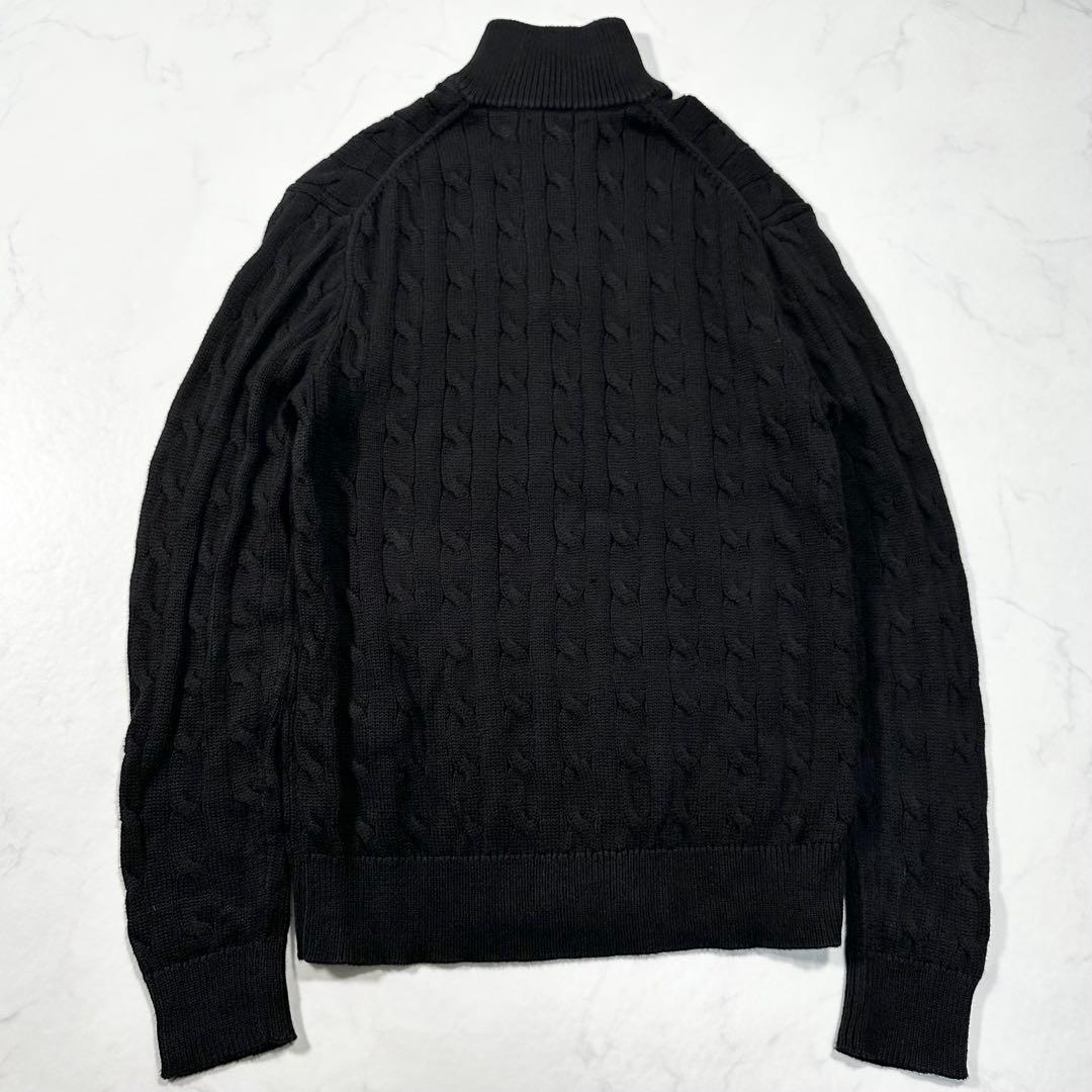 ポロラルフローレン ハーフジップ ケーブルニット 現行タグ 黒 S 実寸M相当