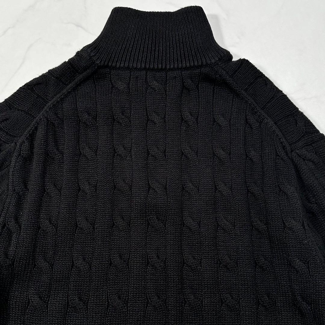 ポロラルフローレン ハーフジップ ケーブルニット 現行タグ 黒 S 実寸M相当