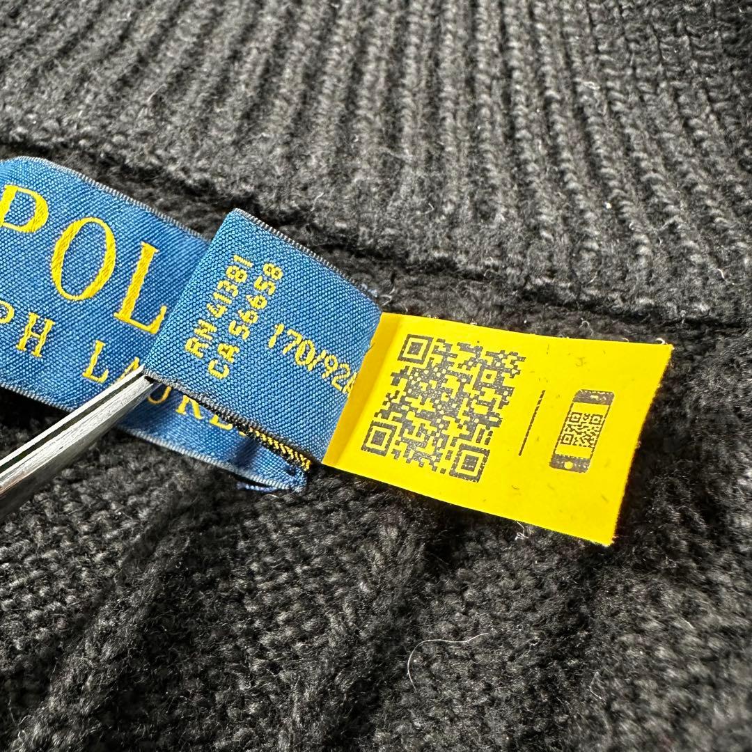 ポロラルフローレン ハーフジップ ケーブルニット 現行タグ 黒 S 実寸M相当