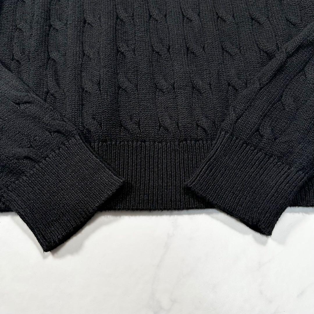 ポロラルフローレン ハーフジップ ケーブルニット 現行タグ 黒 S 実寸M相当