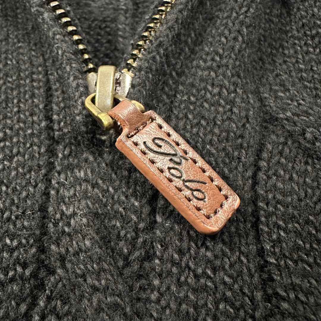 ポロラルフローレン ハーフジップ ケーブルニット 現行タグ 黒 S 実寸M相当