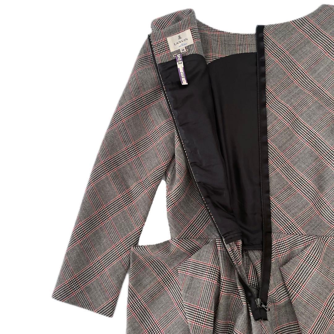 極美品 LANVIN ランバンオンブルー 変形ドレープ ワンピース ドレス