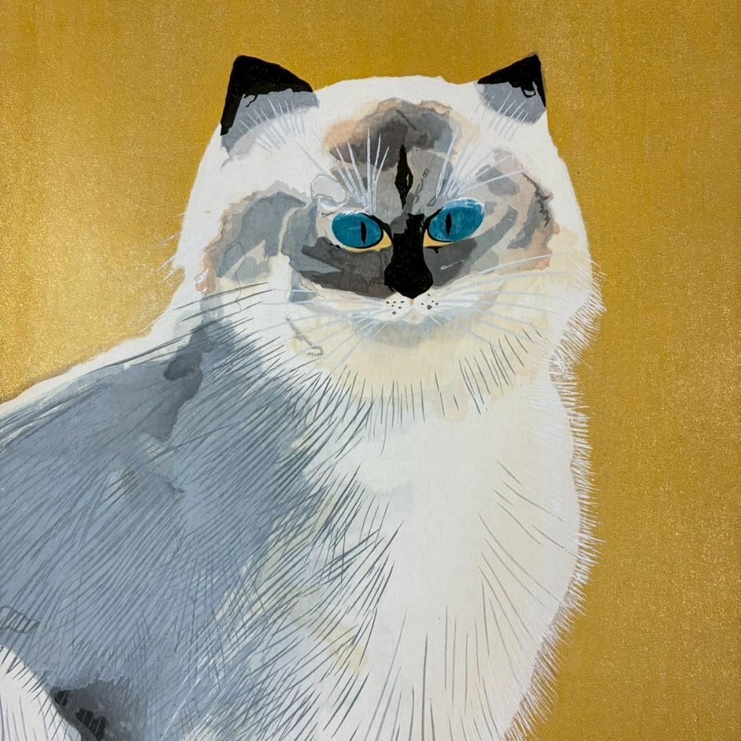 最終値下げ】美品 奥村土牛「シルバータビー」木版画 彫師摺師銘有 猫