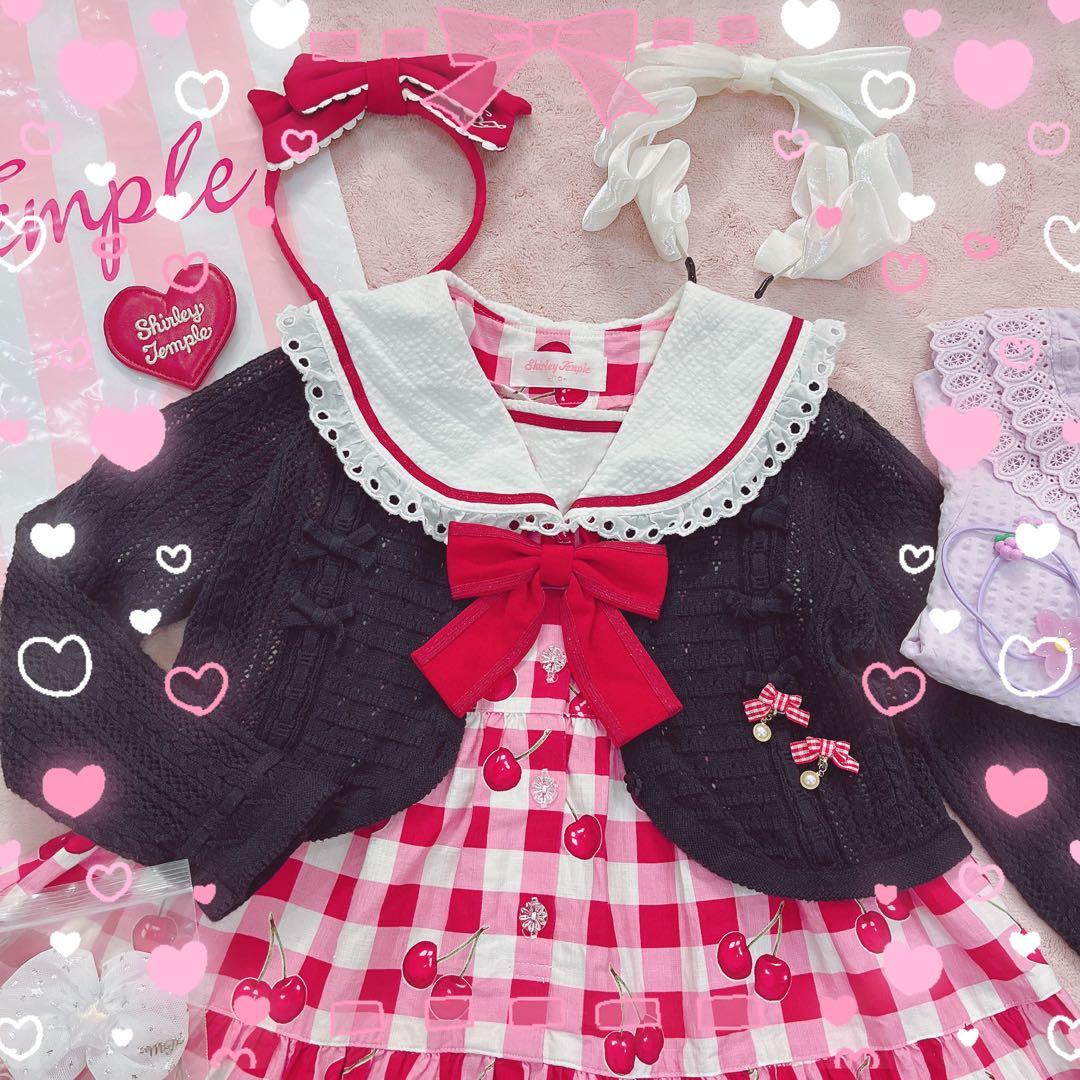 シャーリーテンプル❤️チェリーバスケット❤️ワンピ❤️チェック❤️メゾピアノ❤️カーデ❤️赤