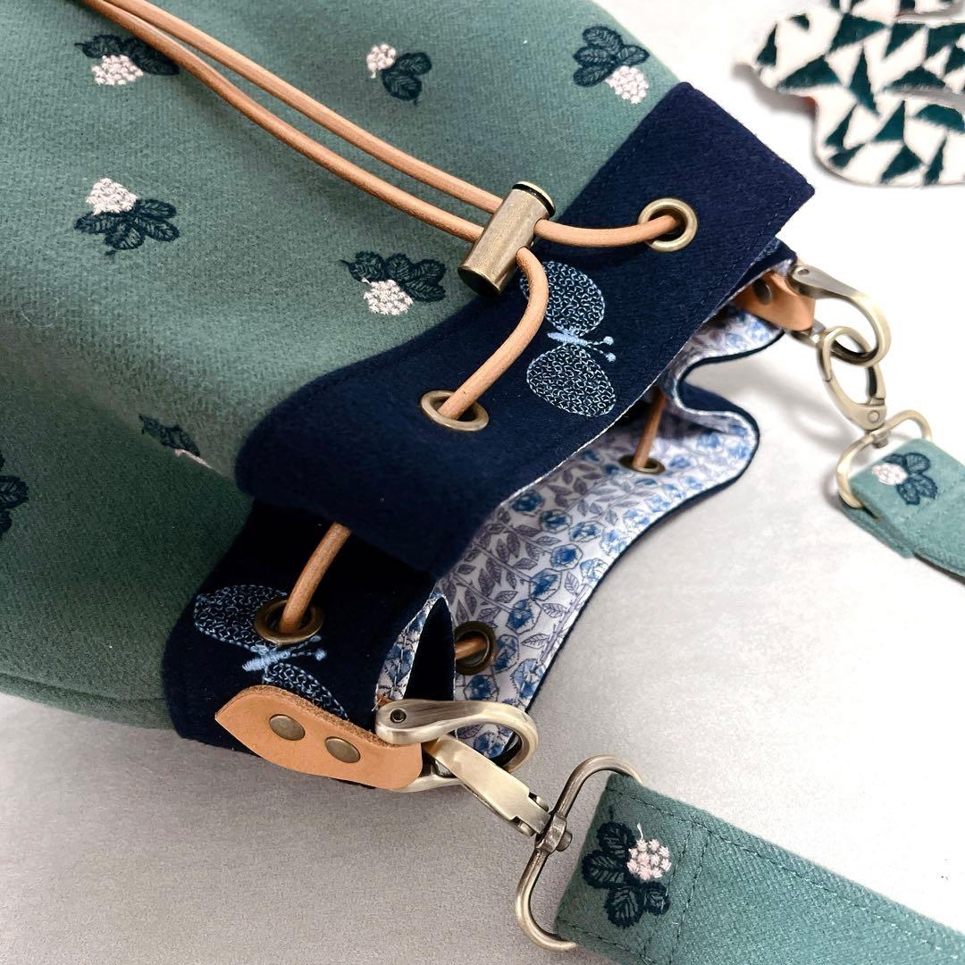 ハンドメイド　ミナペルホネン　ドローストリングバッグ⑅︎◡̈︎*