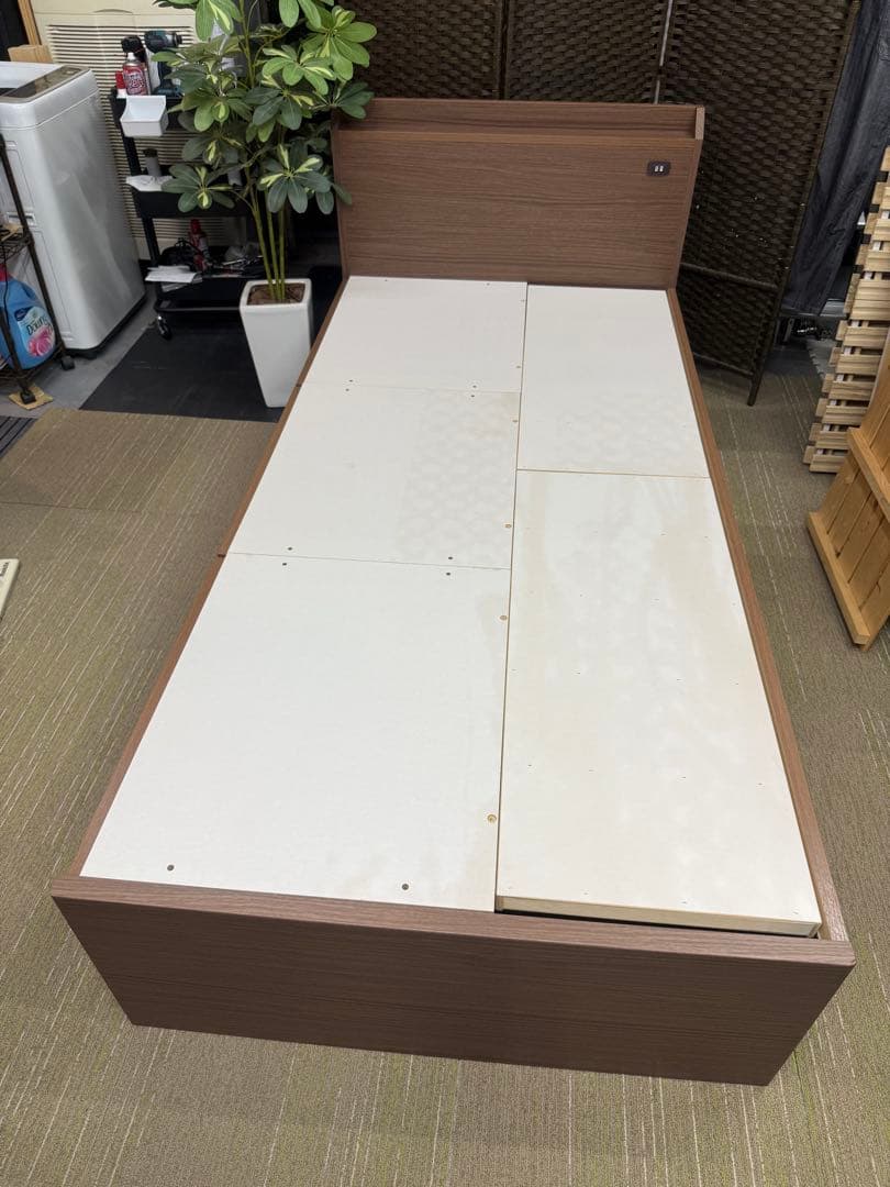 美品】ニトリ シングルベッドフレーム ジオ チェスト40J MBR 板下収納