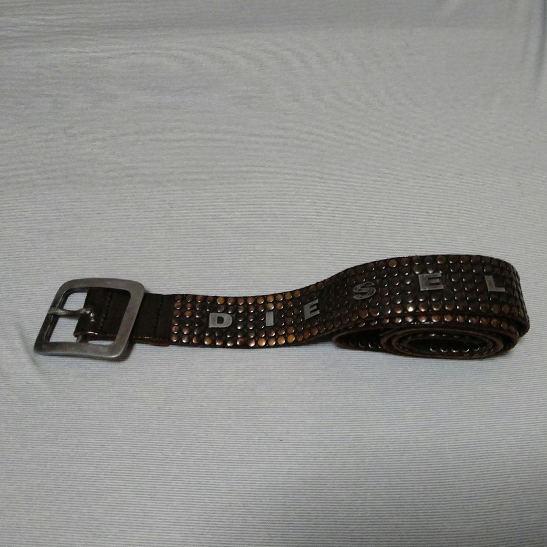 ディーゼル スタッズ ベルト イタリア製 レザー 90cm