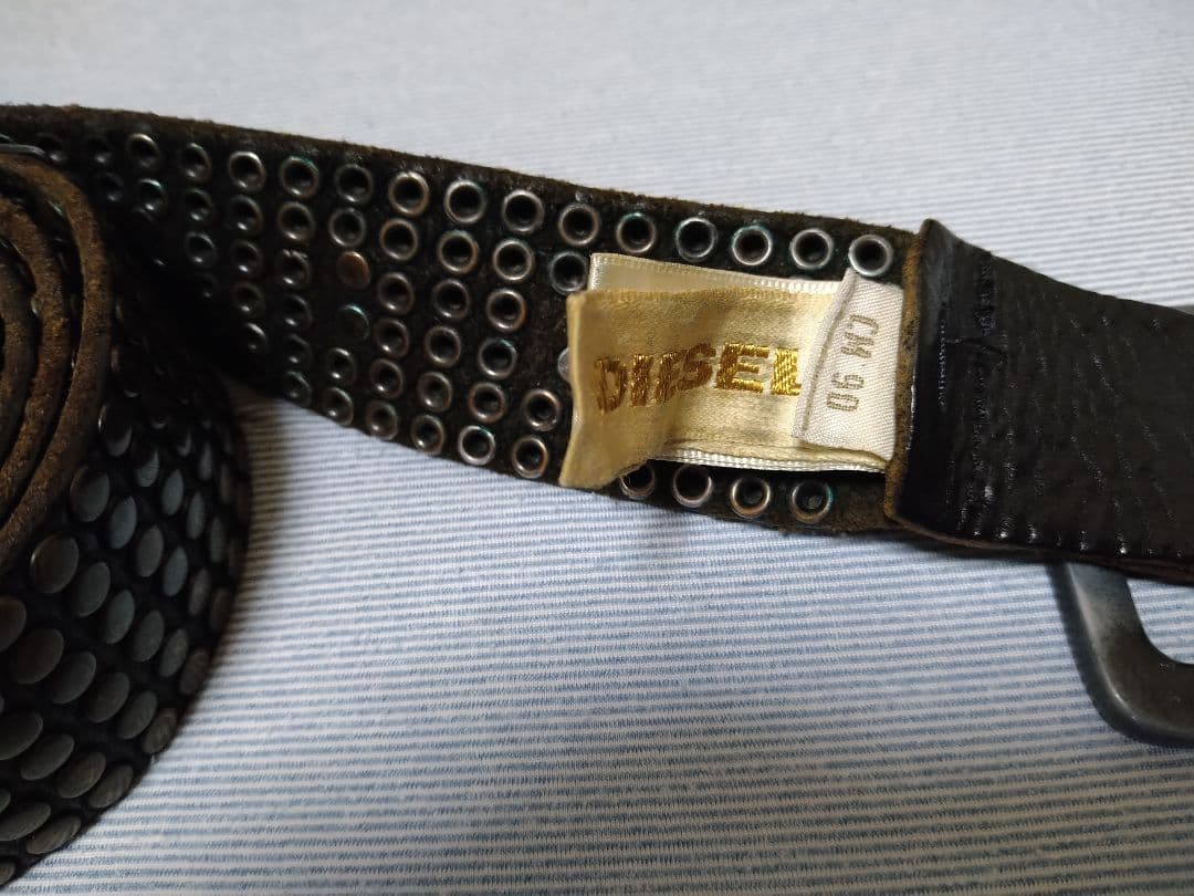 ディーゼル スタッズ ベルト イタリア製 レザー 90cm