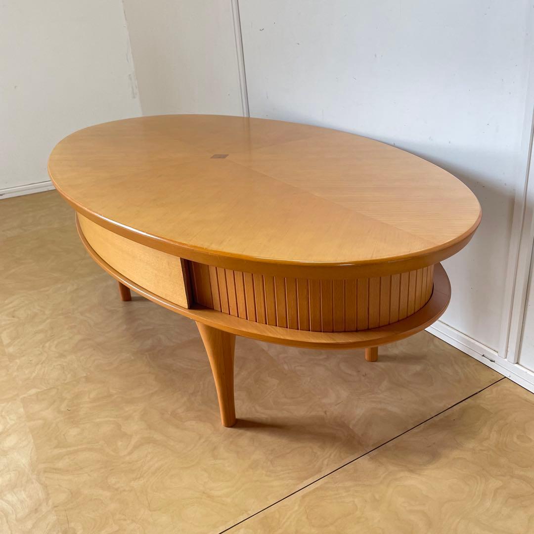 蛇腹 引き出し 楕円テーブル オーバルテーブル ローテーブル 北欧スタイル