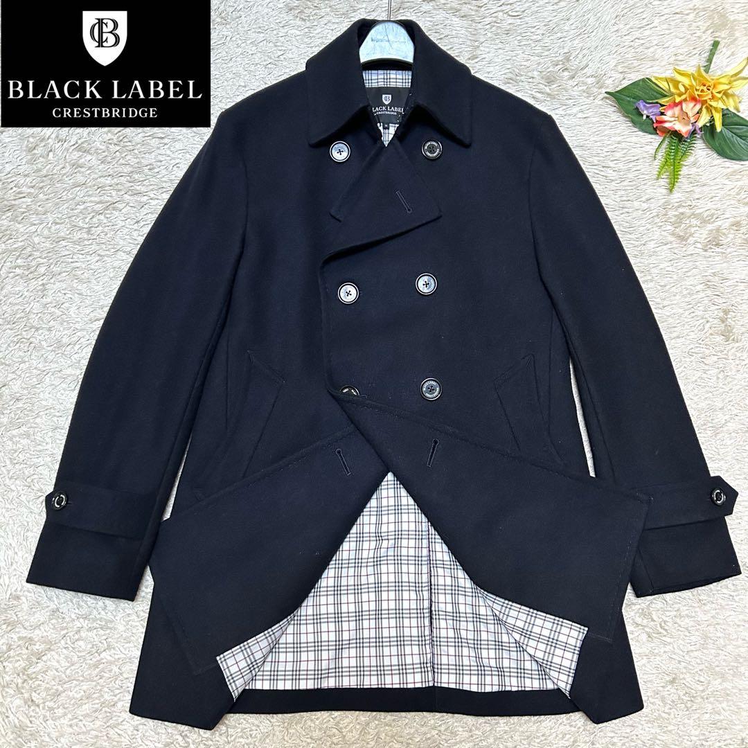 ブラックレーベルクレストブリッジ ピーコート ネイビー ノバチェック
