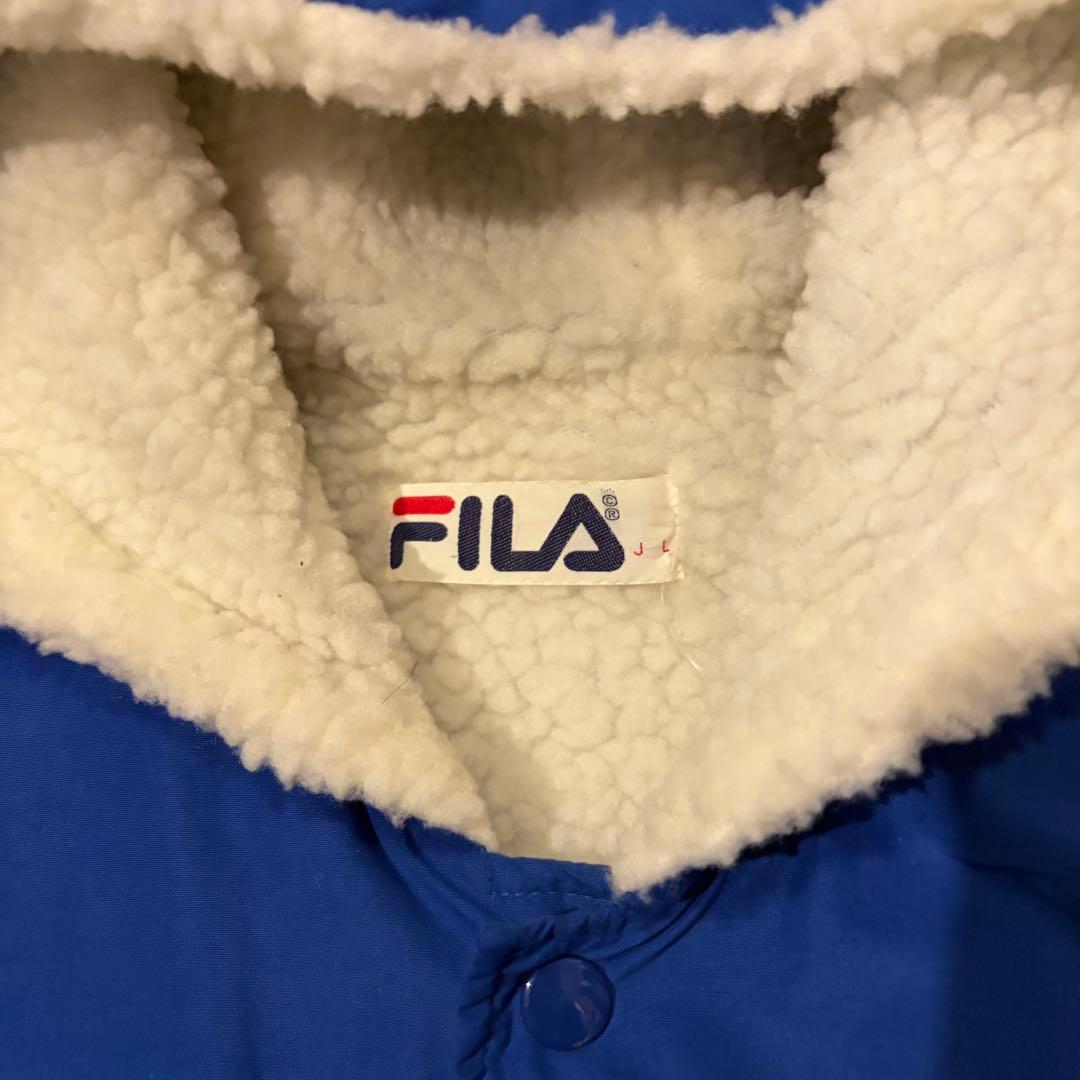 90s fila jacket フィラ ボア スナップ ベンチ コート - メルカリ