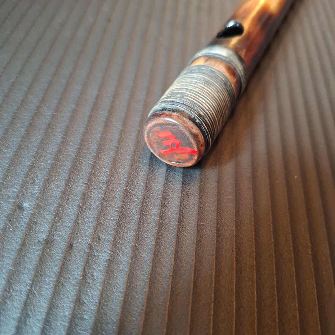 篠笛　古典調　7穴　五本調子　天地籐巻き　煤竹風仕上げ