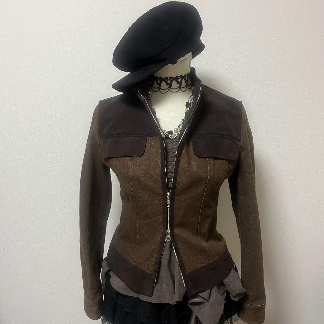 y2k ヴィンテージ ブラウン ジャケット フェアリーグランジ ダークコア