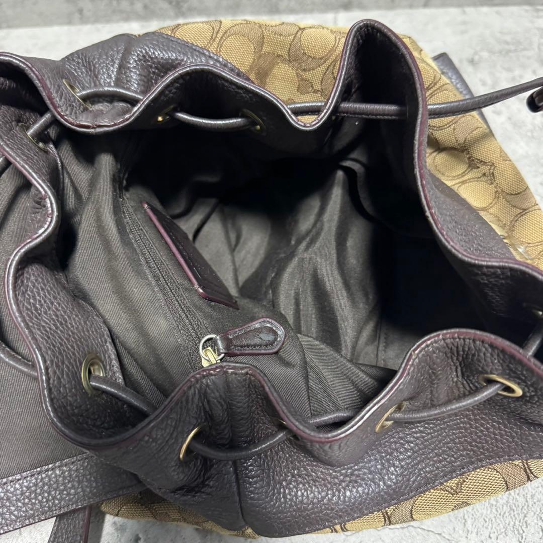 美品✨️コーチ リュック バックパック ターンロック シグネチャー レザー 茶