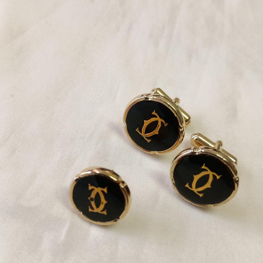 Cartier カルティエ 2C カフス タイタックピン ブラック