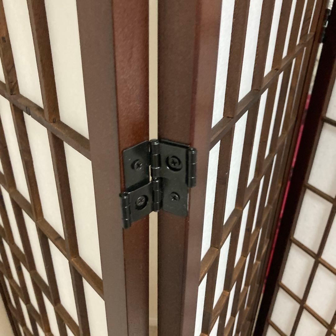 パーテーション　木製　6連　格子模様　昭和レトロ　和風