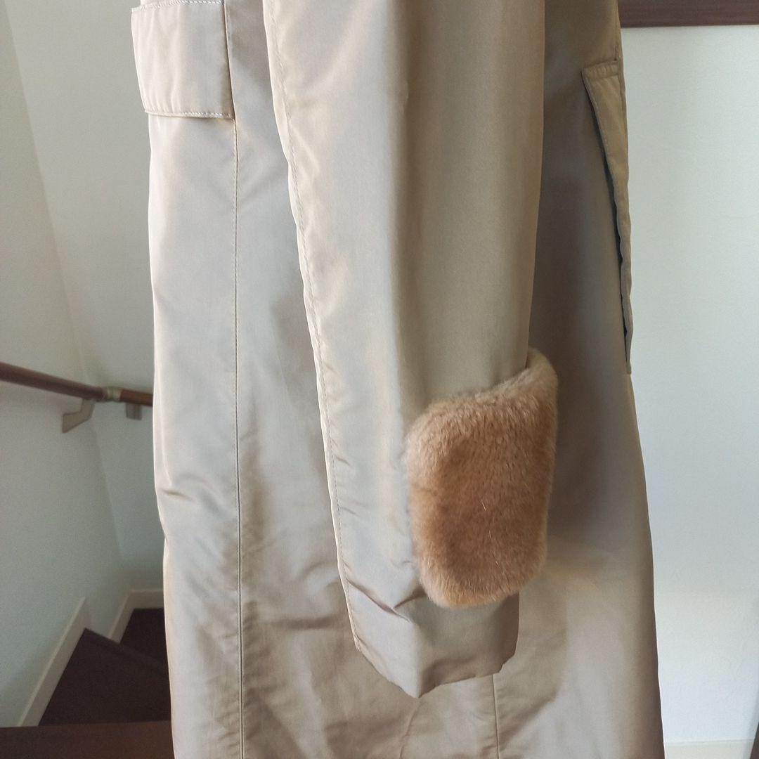 FOXEYフード付き ベージュ ロングコート