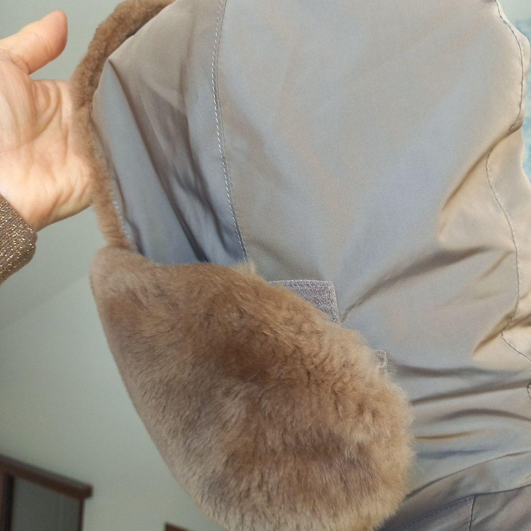 FOXEYフード付き ベージュ ロングコート