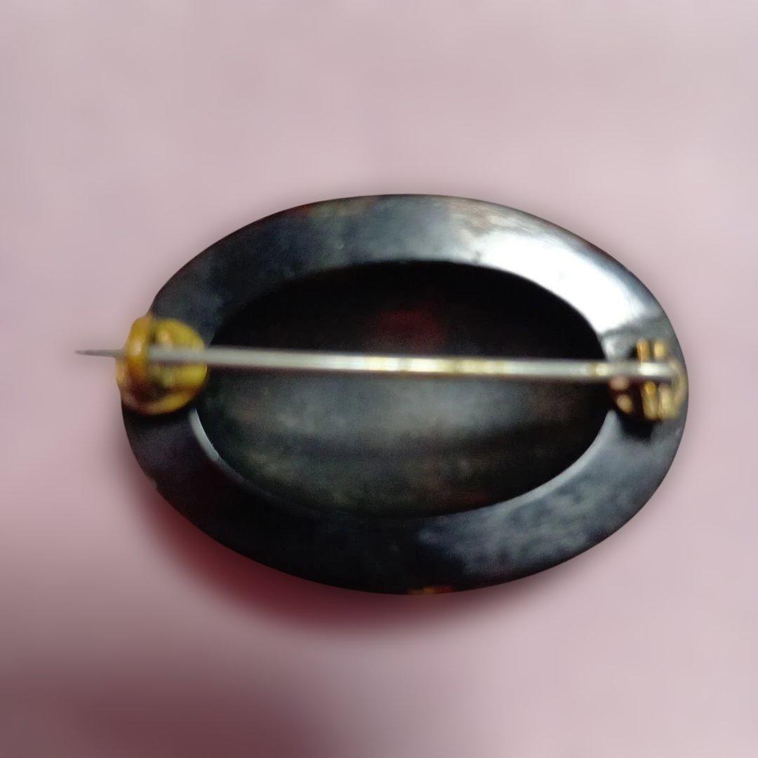 アンティーク象嵌ブローチ　花模様