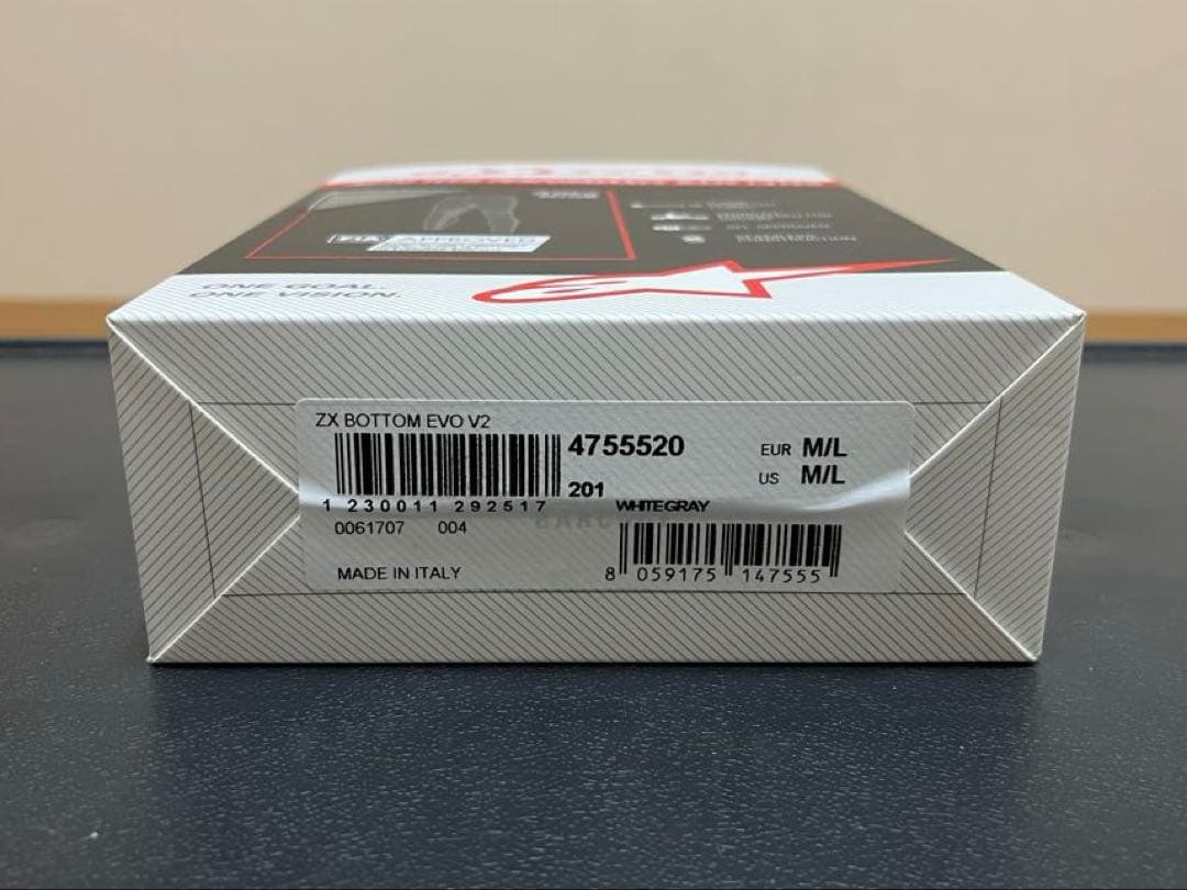 alpinestarsZX BOTTOM EVO V2ホワイトグレーM/Lサイズ
