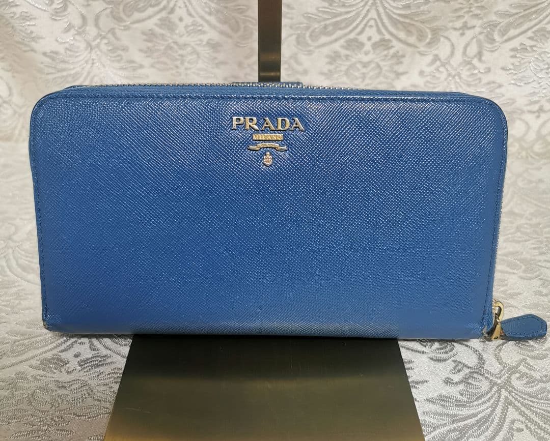 プラダ PRADA サフィアーノレザー 長財布 青 ブルー 販売 中