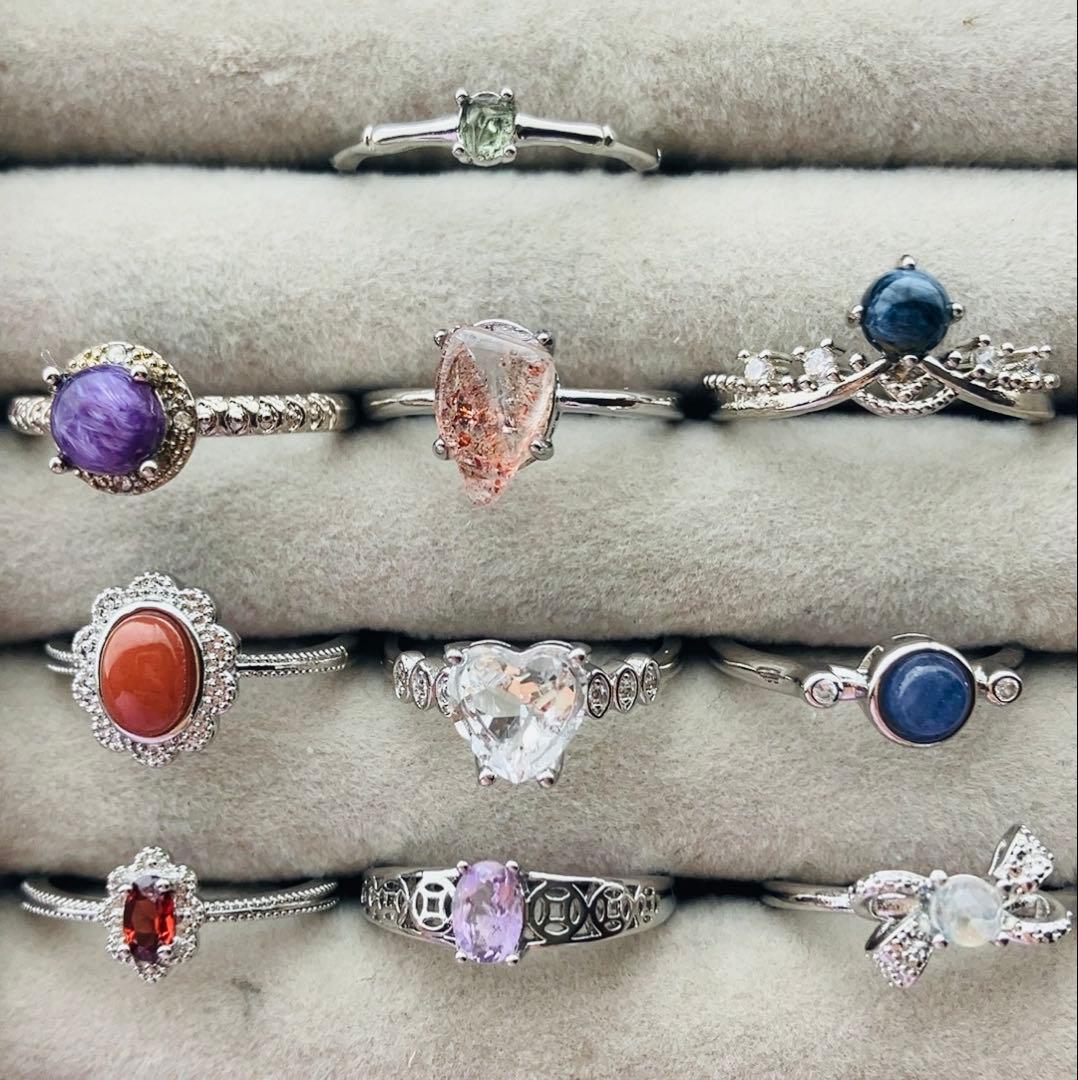 天然石 リング 指輪 まとめ売り 真鍮10本 モルダバイト ラスト