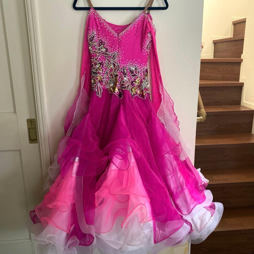 社交ダンス スタンダードドレス 衣装 ピンク マゼンダピンク モダン