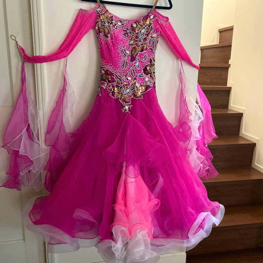 社交ダンス スタンダードドレス 衣装 ピンク マゼンダピンク モダン