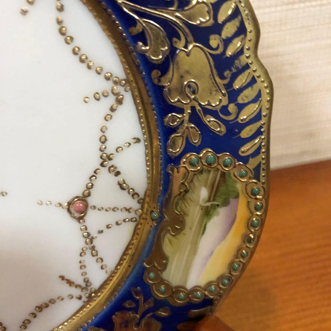 むしむし様 オールドノリタケ 金盛窓絵白鳥 飾皿