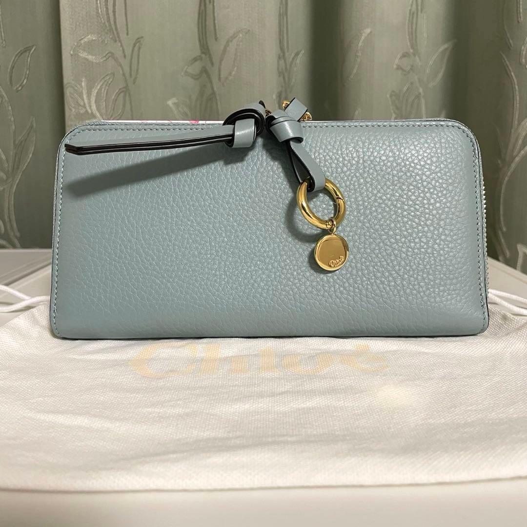 クロエ アルファベットロングウォレット ジップ付き長財布 クラウディブルー