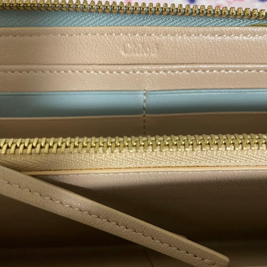 クロエ アルファベットロングウォレット ジップ付き長財布 クラウディブルー