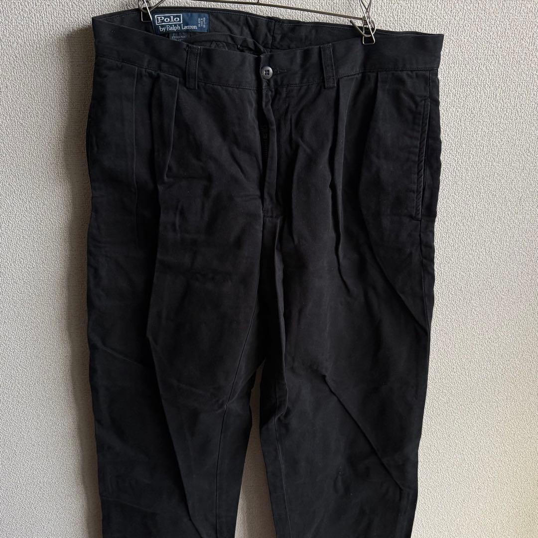 ポロ バイ ラルフローレン　2タック　ポロチノ　チノパン　古着　ブラック