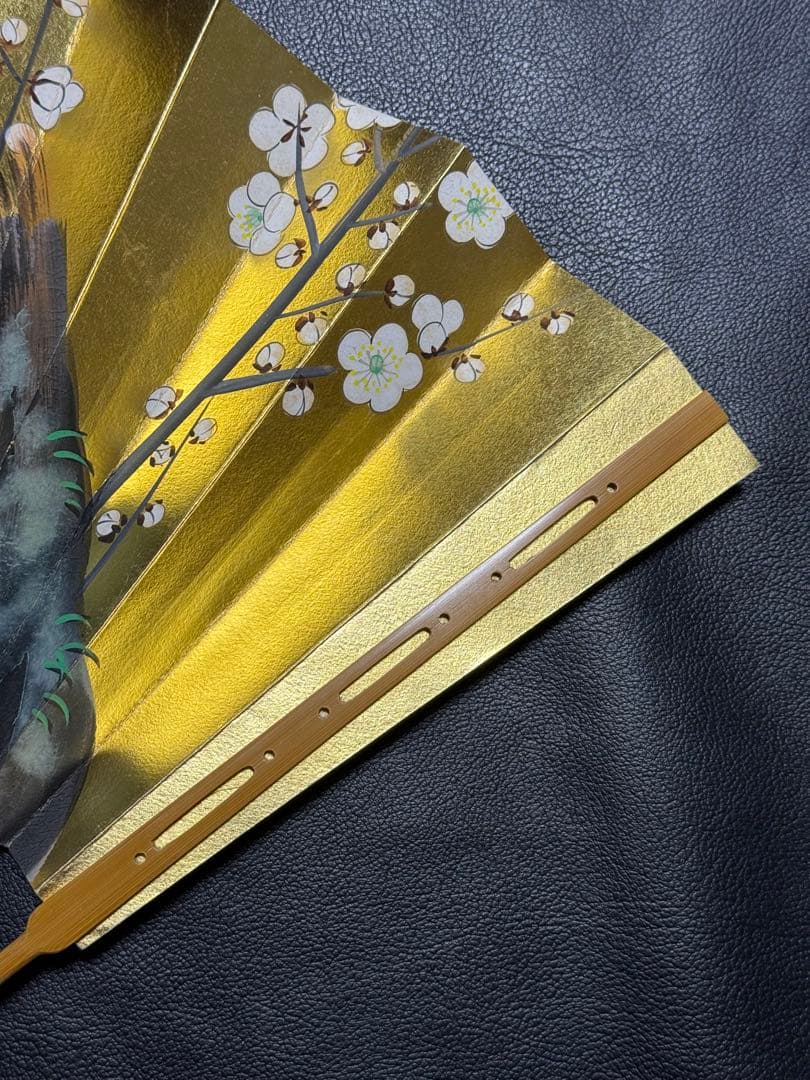 扇子　33.5cm 十松屋福井扇舗　金　白梅　片面違い　仕舞扇　能楽　着物