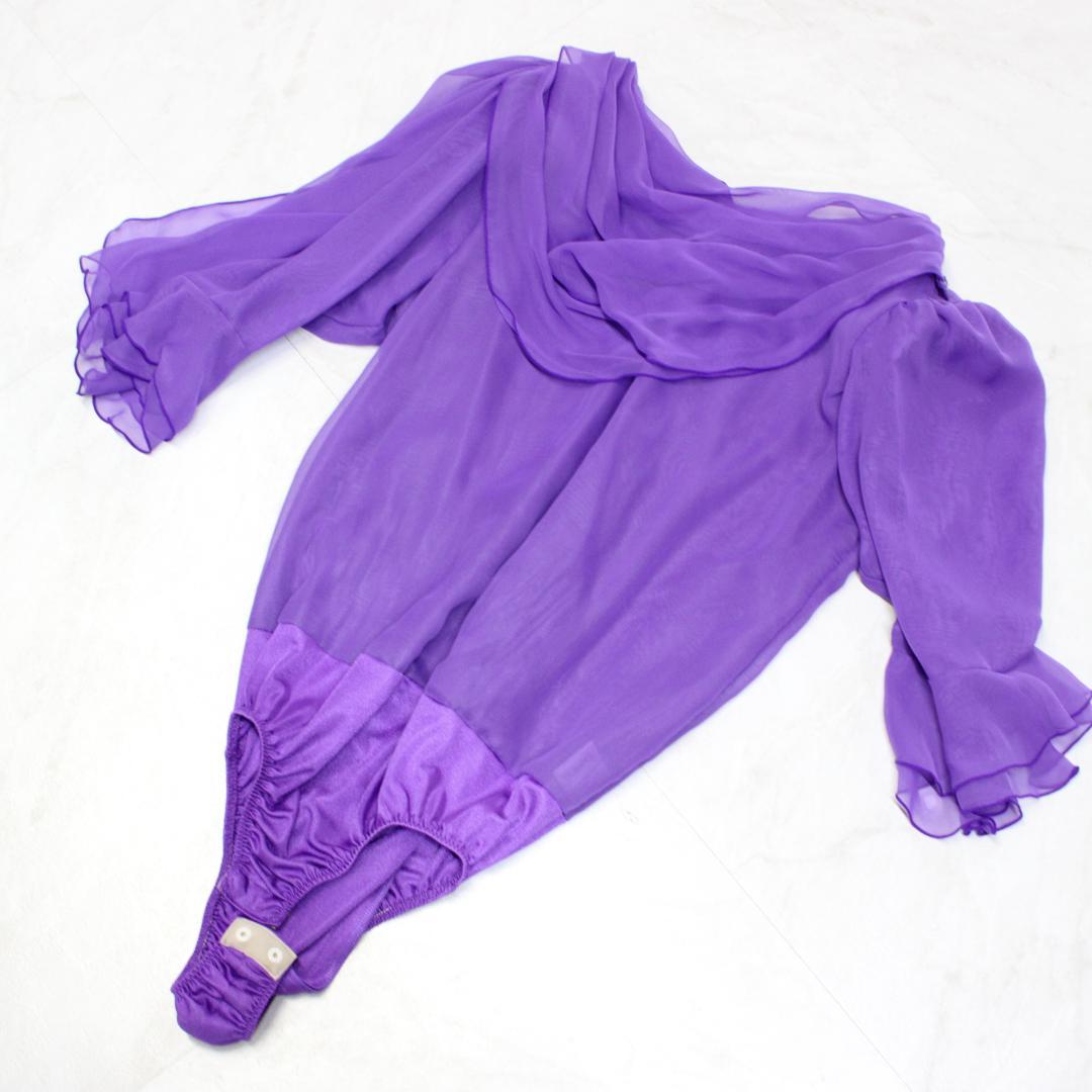 【美品 日本製社交ダンス衣装】上下セット SEKINE 紫 かわいい 上品