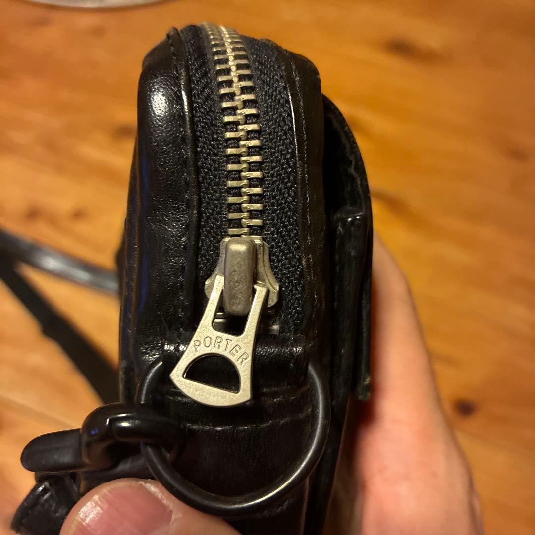 【値下げしました】PORTER 黒 レザー ショルダーバッグ