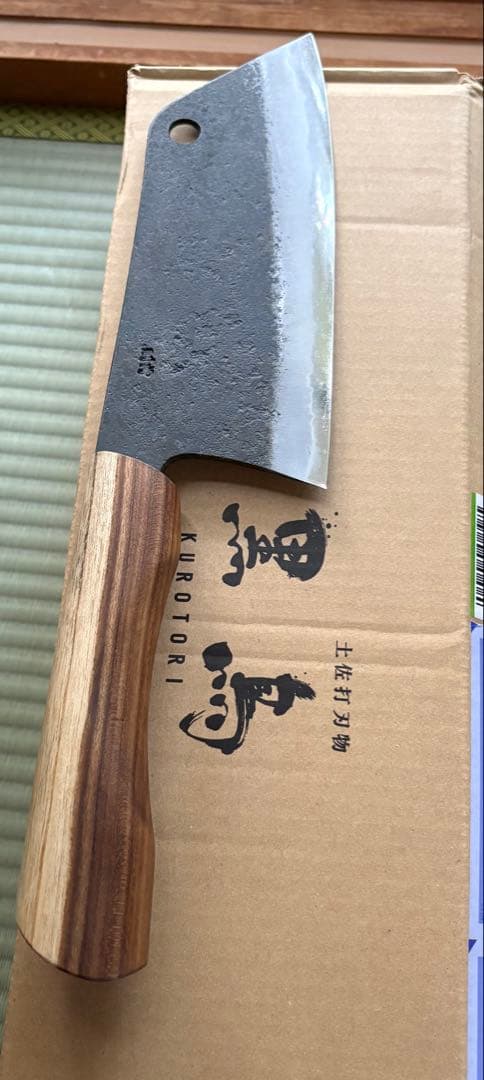 土佐打刃物 黒鳥鍛造工場 220mm 切付　クリーバー　包丁　青紙　アウトドア
