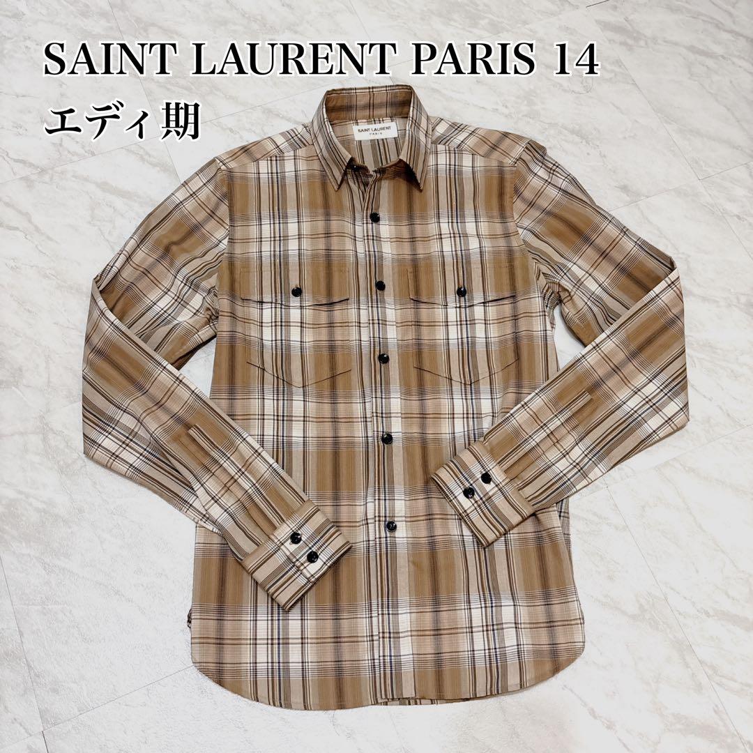SAINT LAURENT PARIS 14ssオンブレ チェックシャツ 37