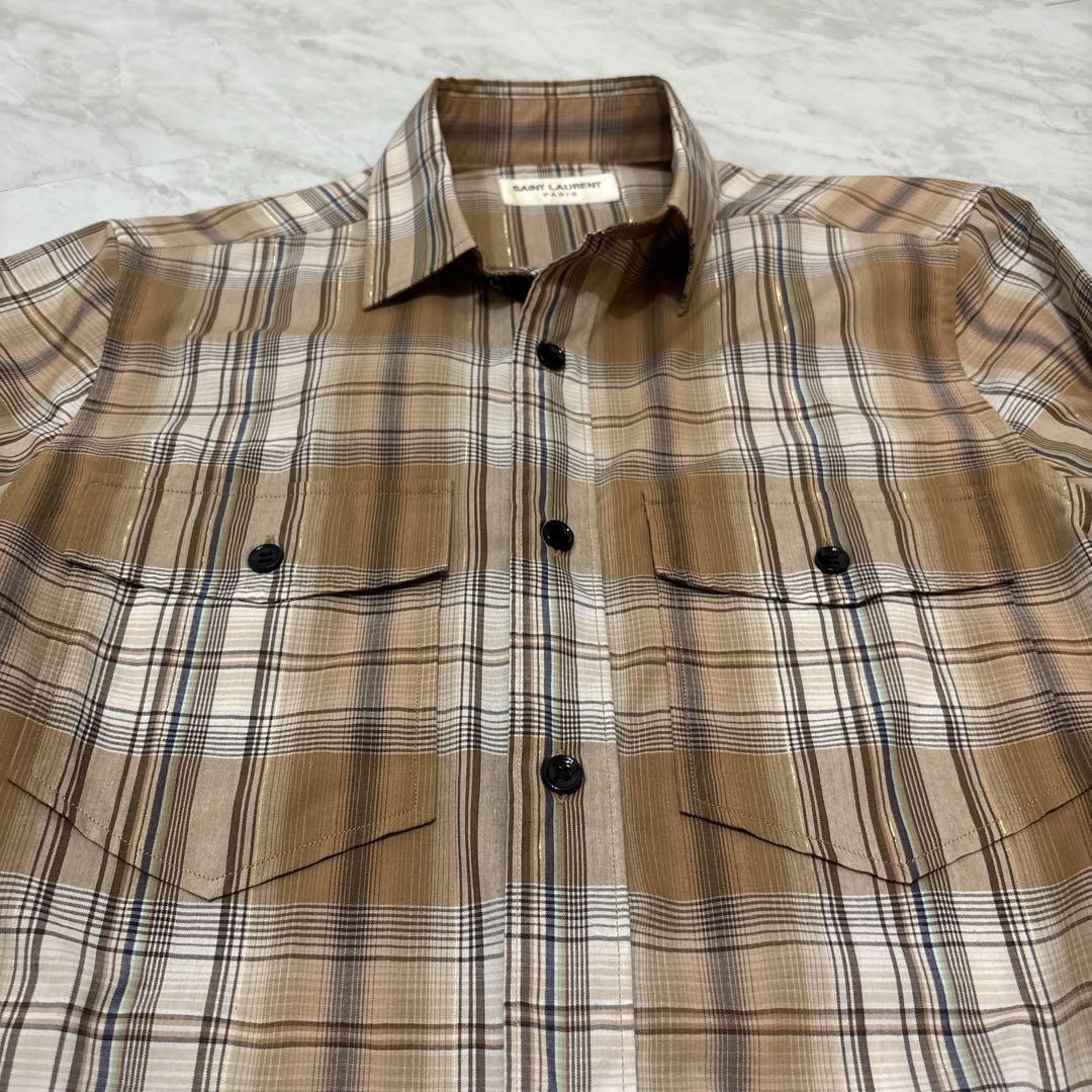 SAINT LAURENT PARIS 14ssオンブレ チェックシャツ 37