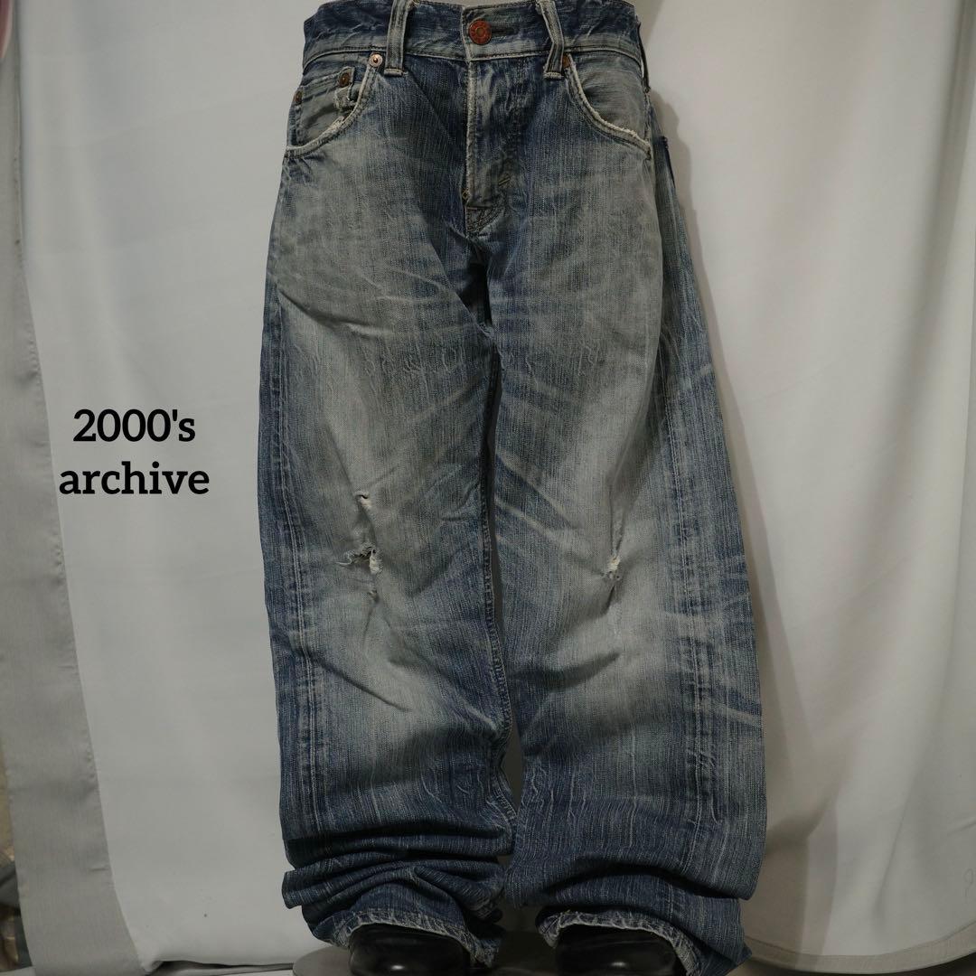 2000's archive grunge denim pants y2k - メルカリ