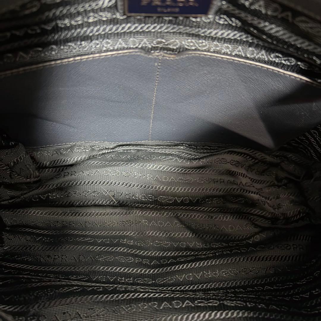 【正規品】プラダ PRADA ショルダーバッグ 三角ロゴ ナイロン 紺色 A4