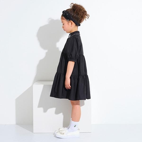 衿スカラティアードワンピース・黒・120センチ・used・アナスイミニ