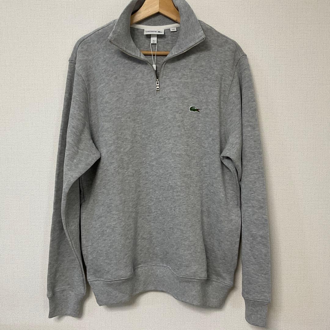 LACOSTE ライトグレー ハーフジップ ニット 4/M 新品 タグ付き
