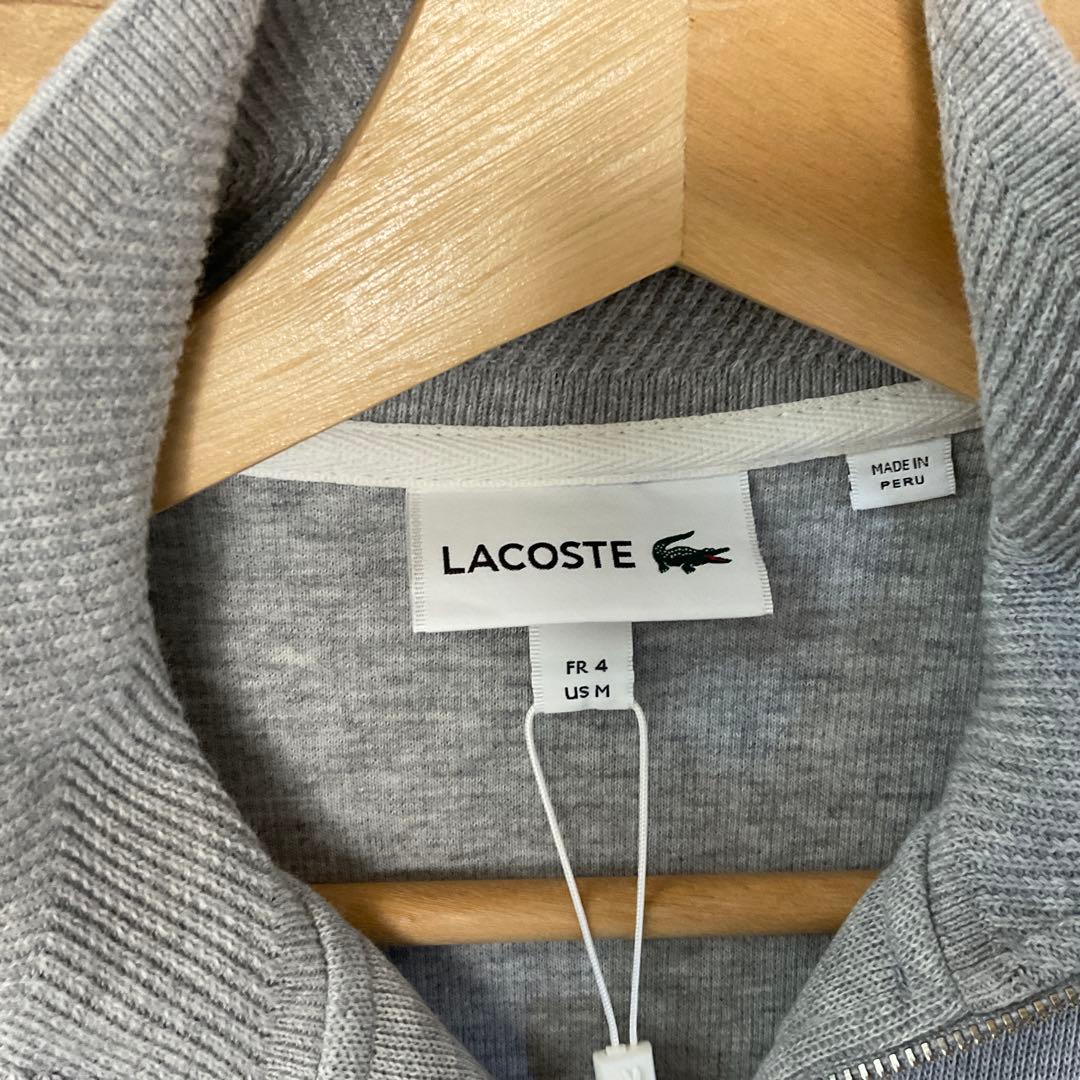 LACOSTE ライトグレー ハーフジップ ニット 4/M 新品 タグ付き