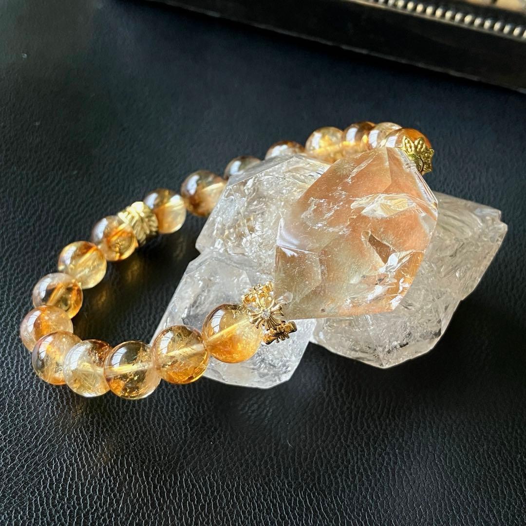 天然石 希少❣️デュモルチェライトinクォーツinクォーツ×シトリン ブレスレット