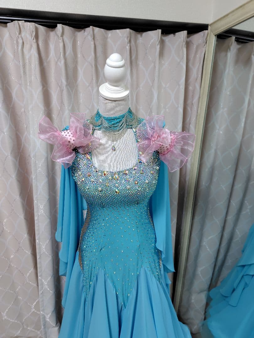 社交ダンス　水色ドレス　セミオーダードレス